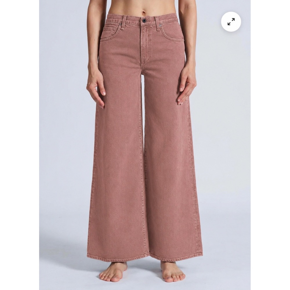 ASKK NY Atomic Wide Leg Jeans Dusty Rose Pink High Rise Cotton Size 28